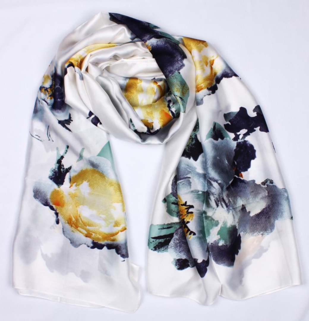 Alice & Lily floral  silky look and feel scarf white Style : SC/5035WHT image 0